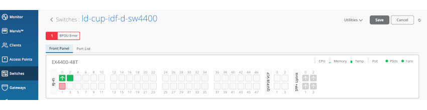 Figure 11: Wired Assurance BPDU Guard error