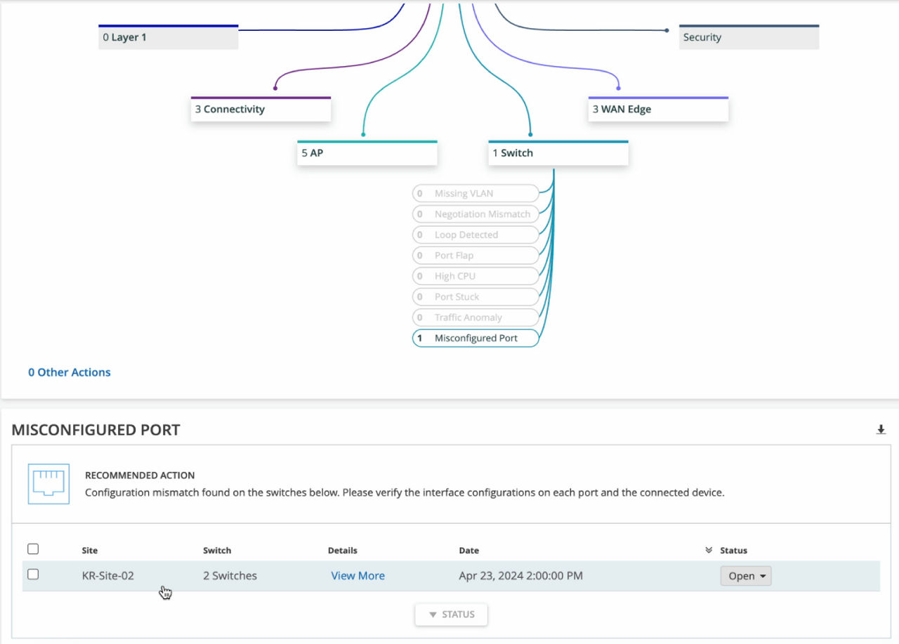 Figure 12: Marvis Actions for wired switches