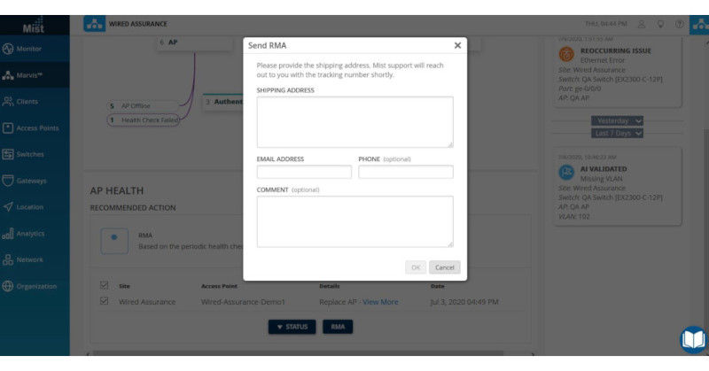 Screenshot of Marvis Virtual Assistant user interface showing Marvis Actions