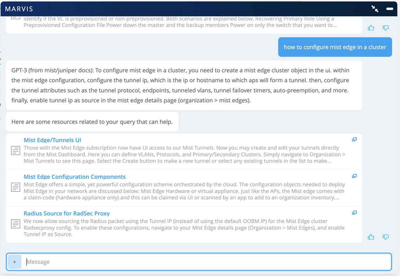 Screenshot der Marvis-Benutzeroberfläche mit ChatGPT-Funktionen