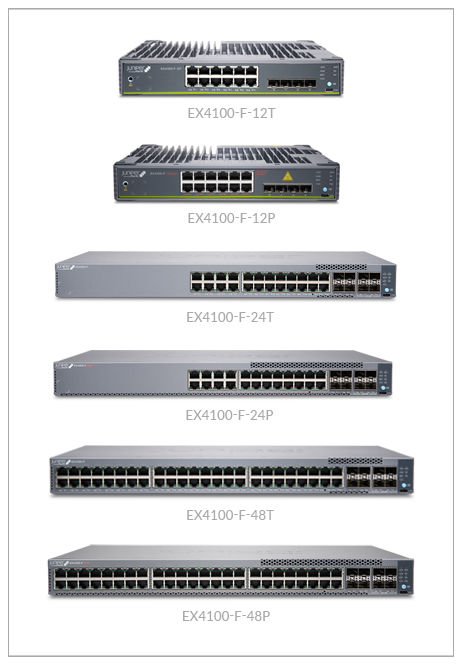 Juniper Networks EX Series EX4100-24P - Switch - L3 - managed - 24 x  10/100/1000Base-T + 4 x 10 Gigabit (uplink) + 4 x 10 Gigabit (uplink /  stacking) - rack-mountable 