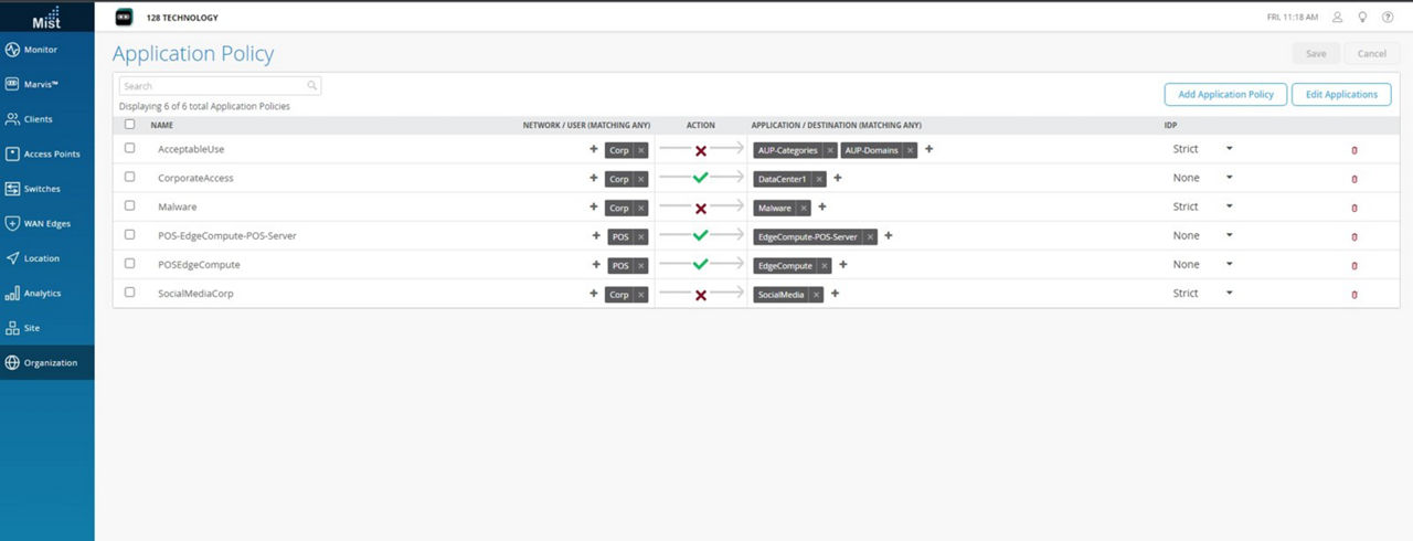 Figure 2: Policy to restrict social media access for corporate employees