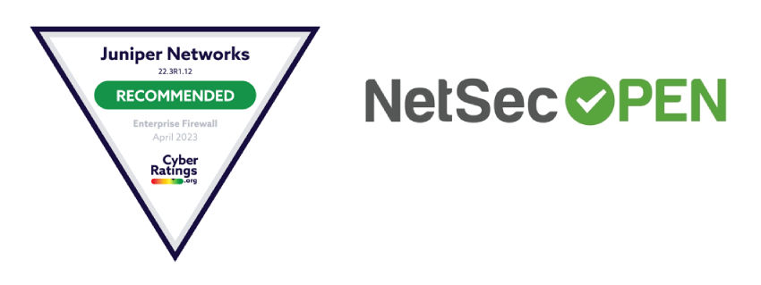 图 1：Juniper SRX 系列防火墙在 CyberRatings 和 NetSecOpen 的安全有效性方面获得了最高分数