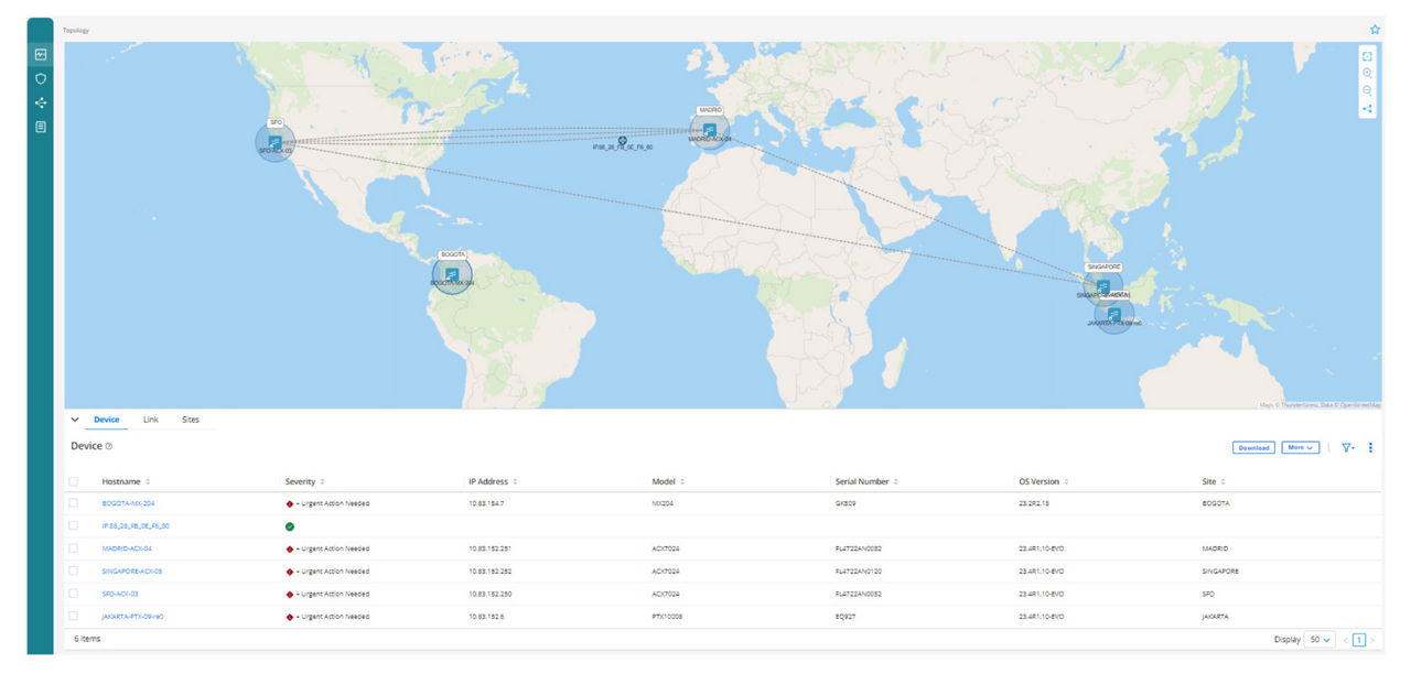 Figure 4: a geospatial network topology view