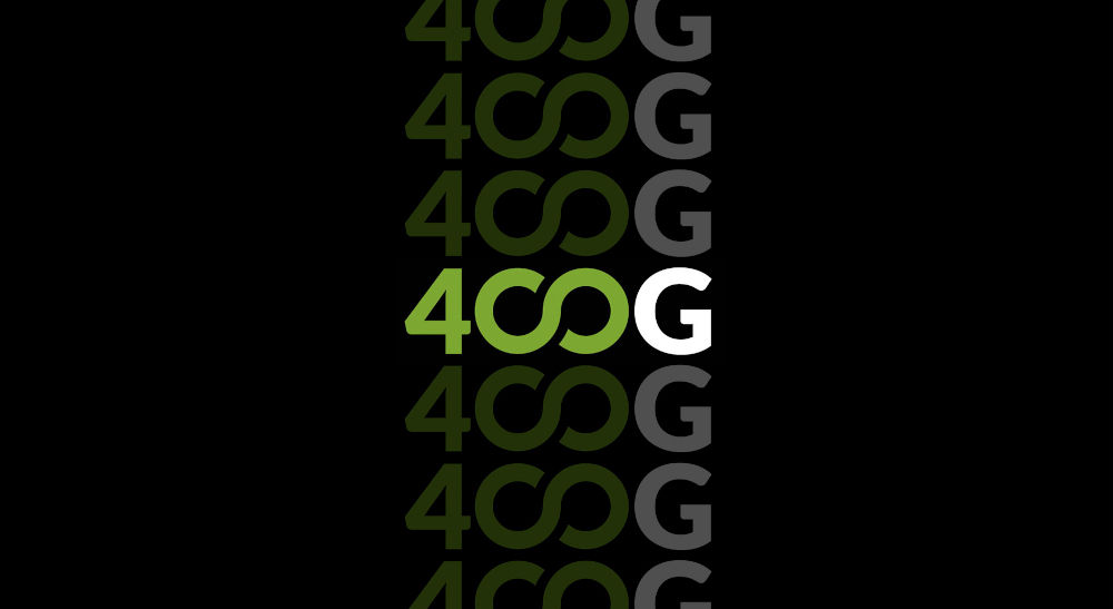 400G text with green font for the 4 and an infinity text and white font for the G.
