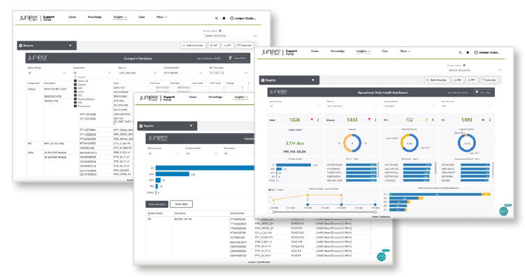 ジュニパーサポートインサイトポータルユーザーインターフェイスのスクリーンショット