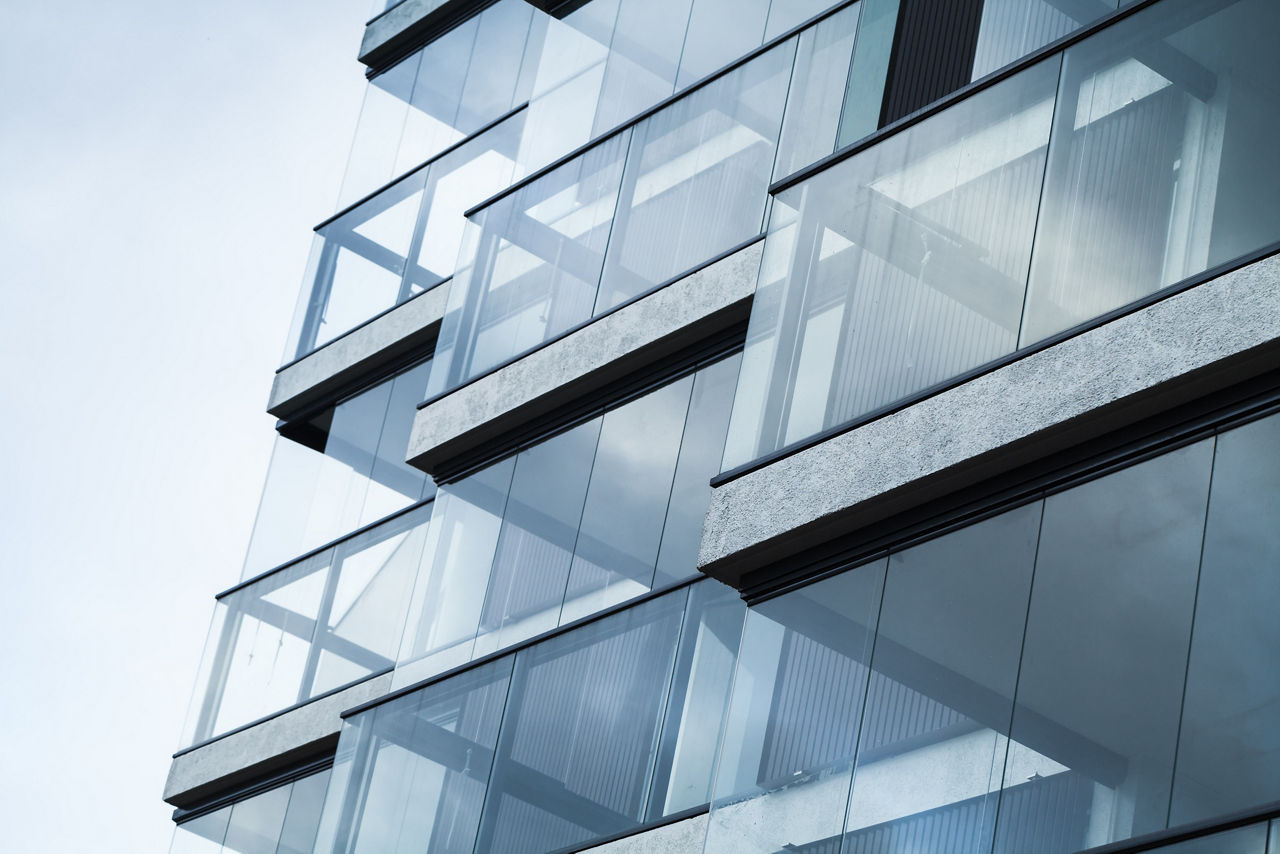 Abstract fragment of modern architecture, blue tone