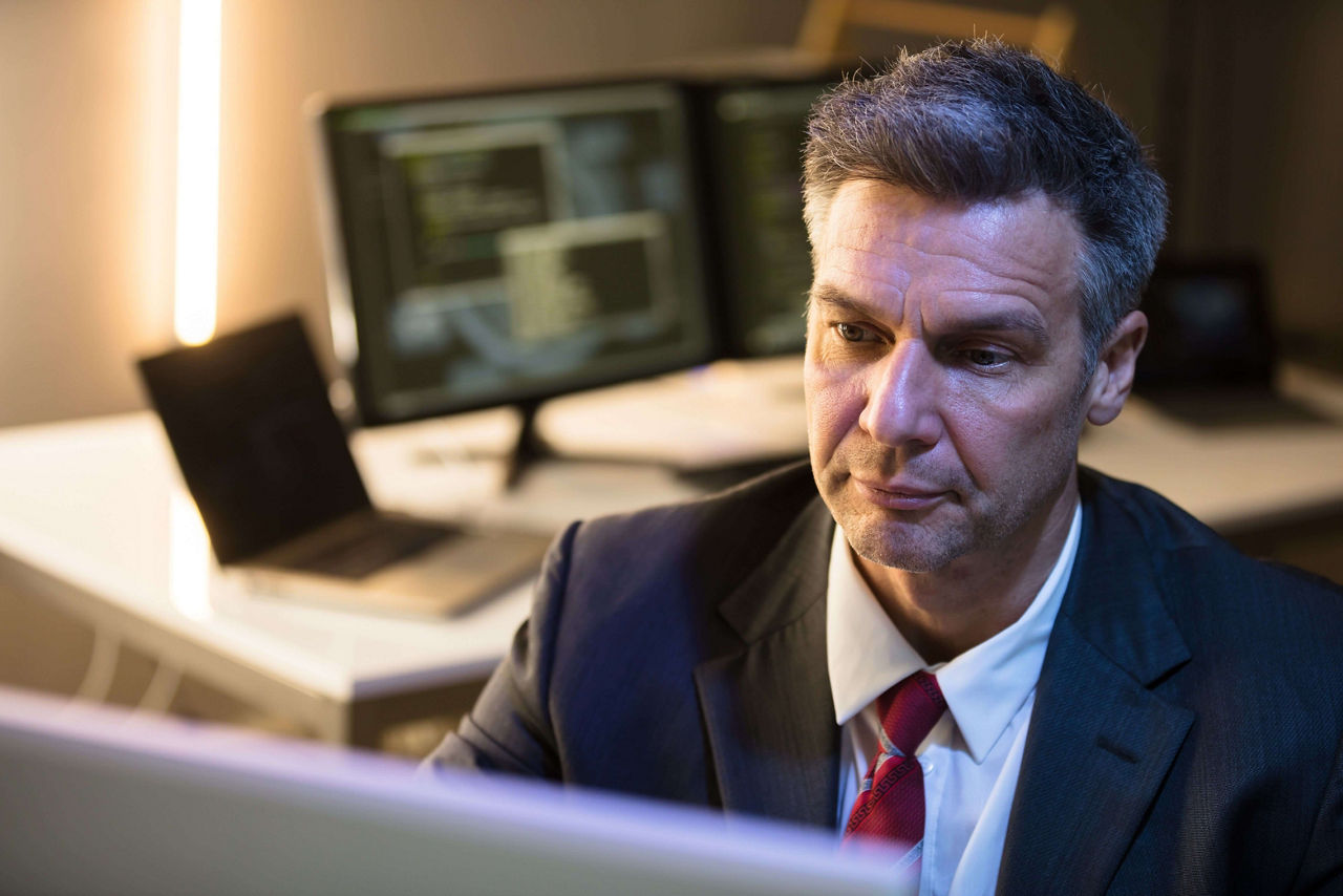 Businessman Working On Computer