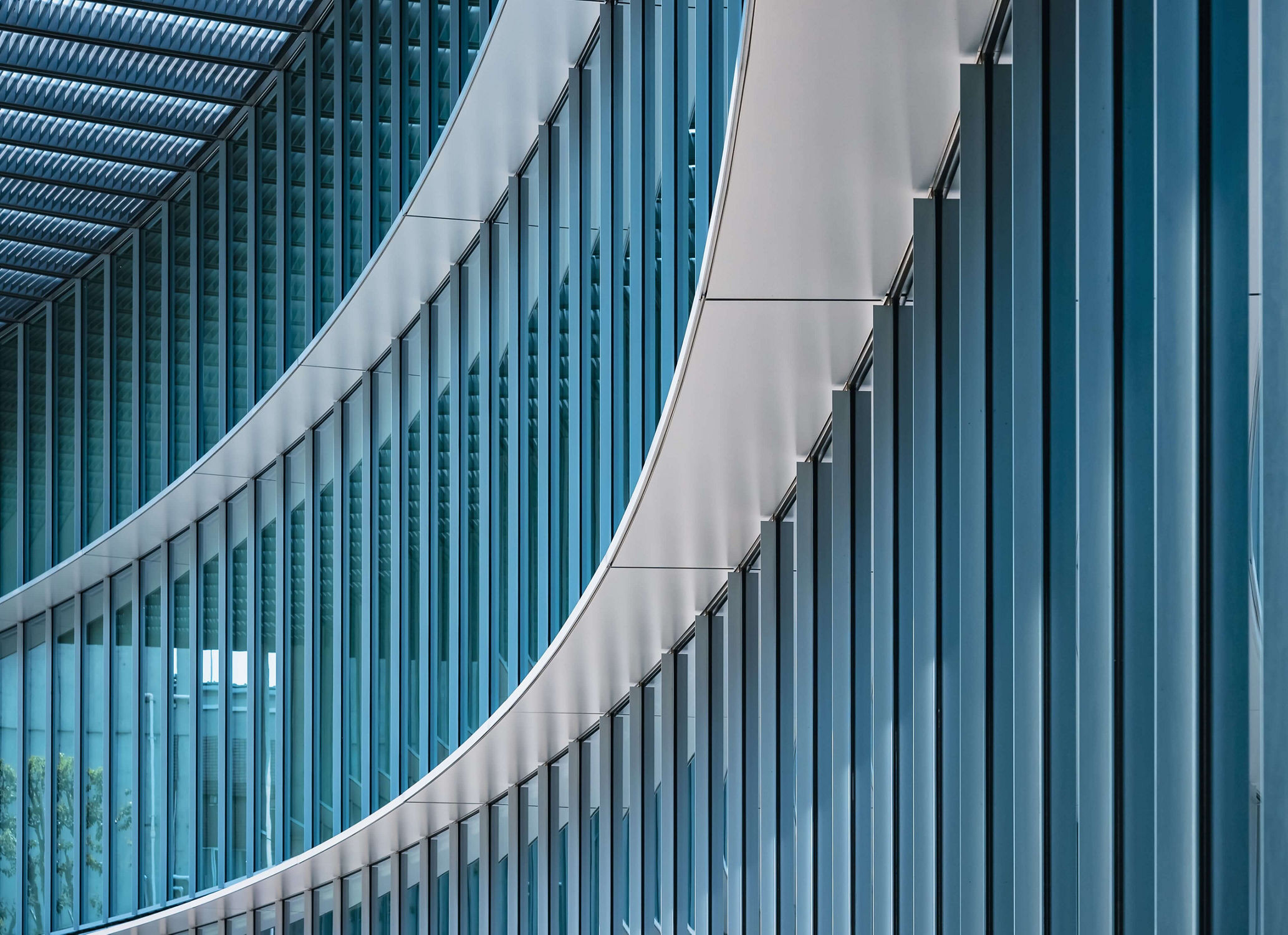 Wall of modern building blue and green color Stock Photo