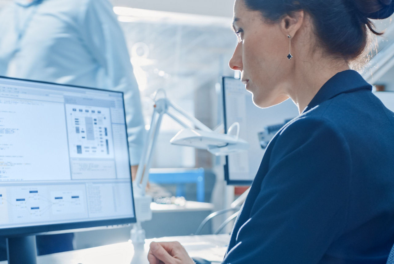 Image of person looking at monitor