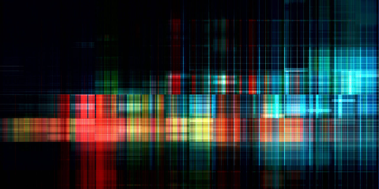 An abstract image of several blue, black, red, yellow, orange, purple, and green squares to represent software disaggregation.