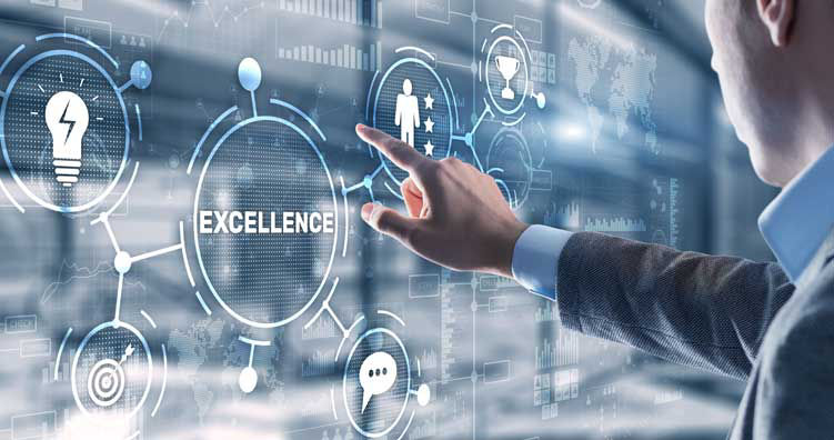 Finger pointing at a digital screen in a professional setting