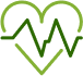 green heart with heart beat graphic
