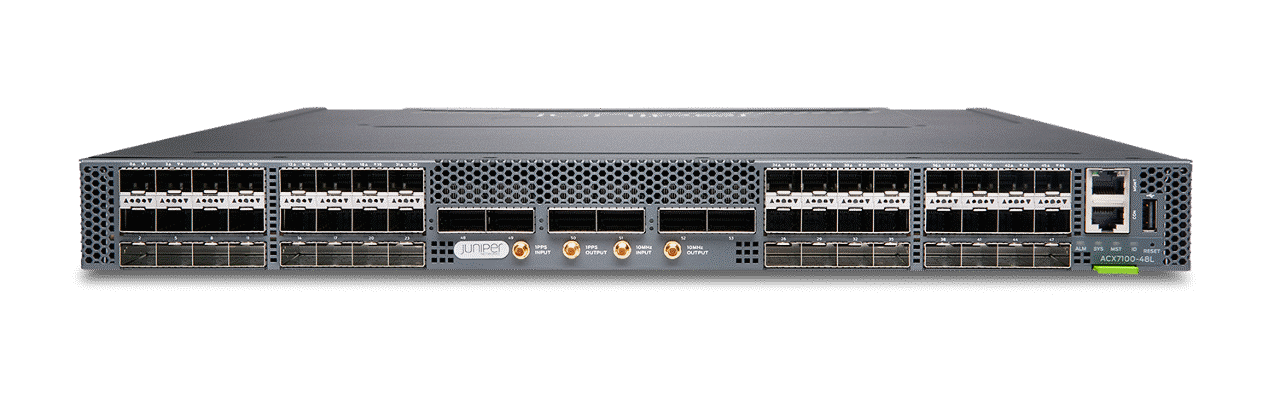 ACXシリーズ7100ルーターの前面および上下面図