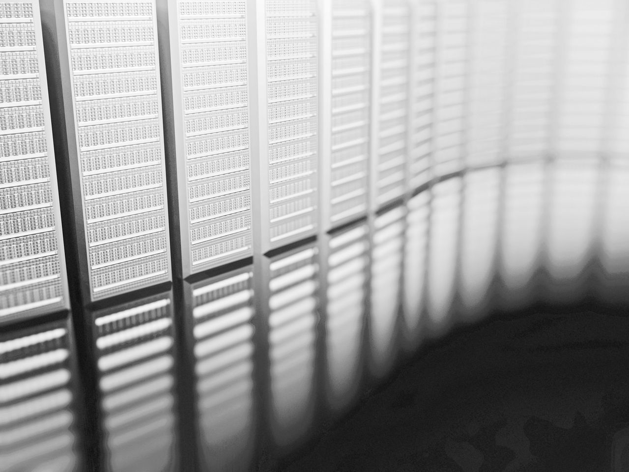 サーバーラックのモノクロのクローズアップ