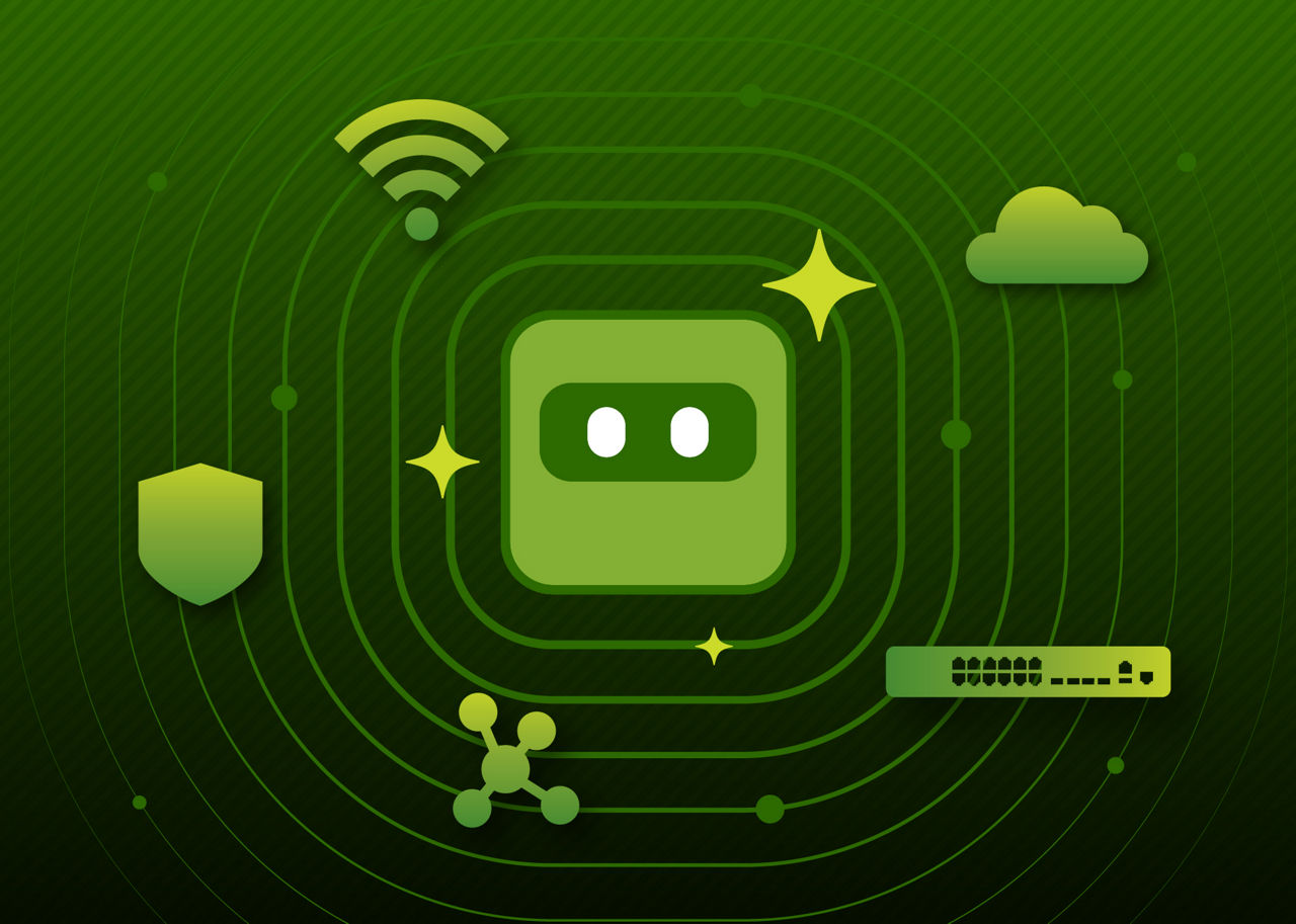 Graphic depicting troubleshooting with Marvis virtual AI assistant