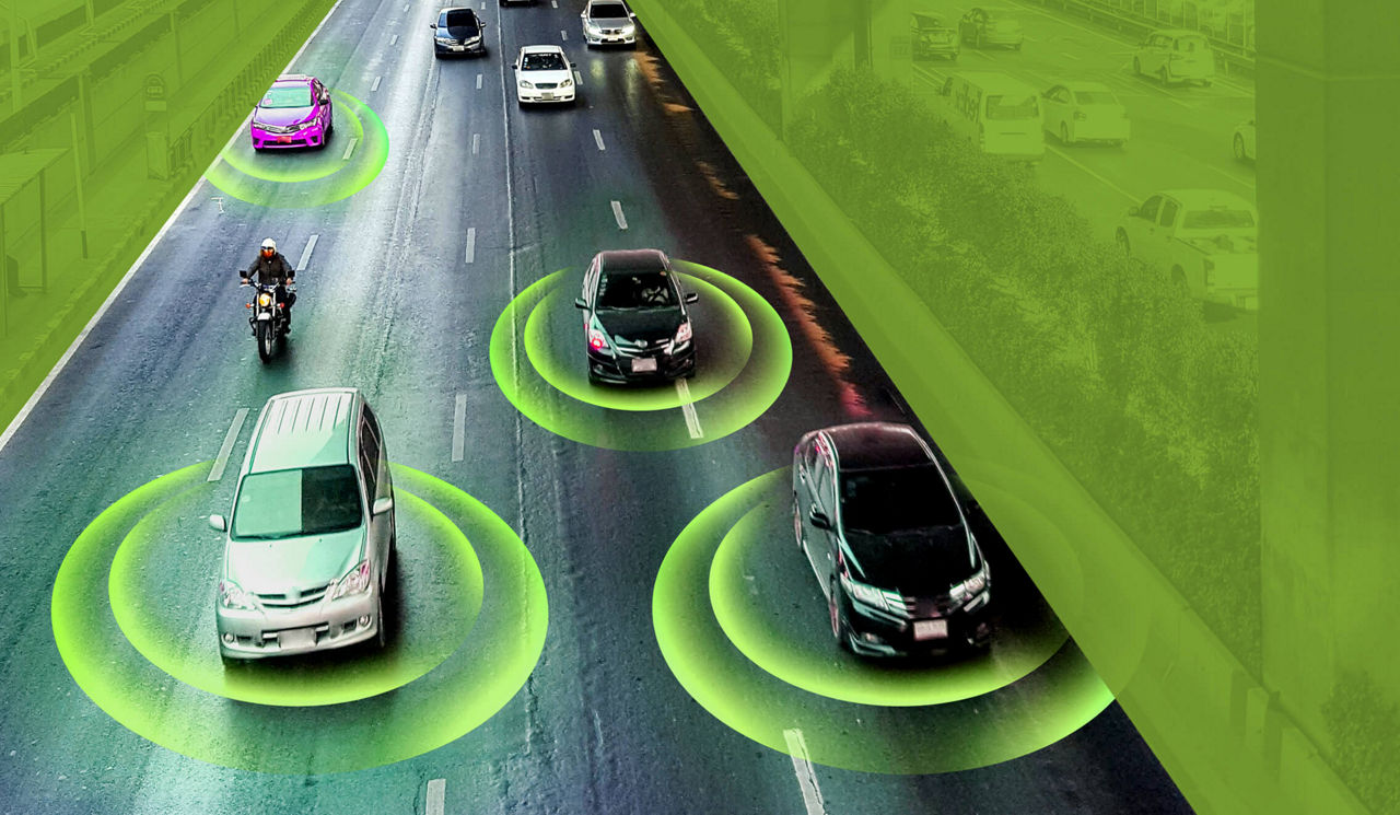 Cars driving on road