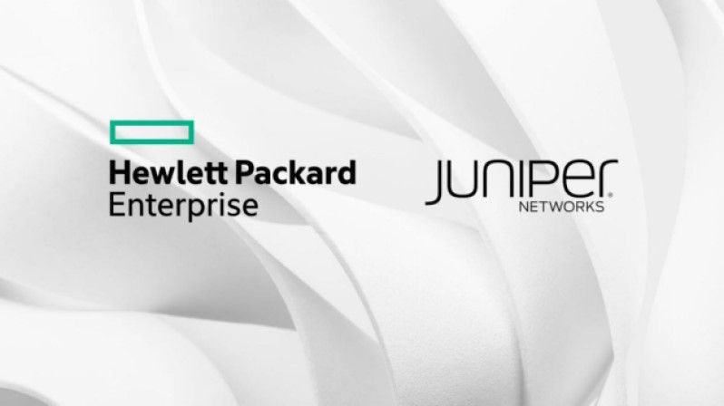Hewlett Packard Enterprise (HPE) and Juniper Networks logos side by side.
