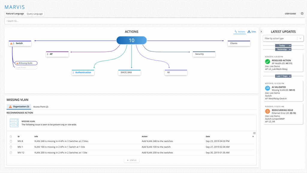 Screenshot image of Marvis Actions user interface