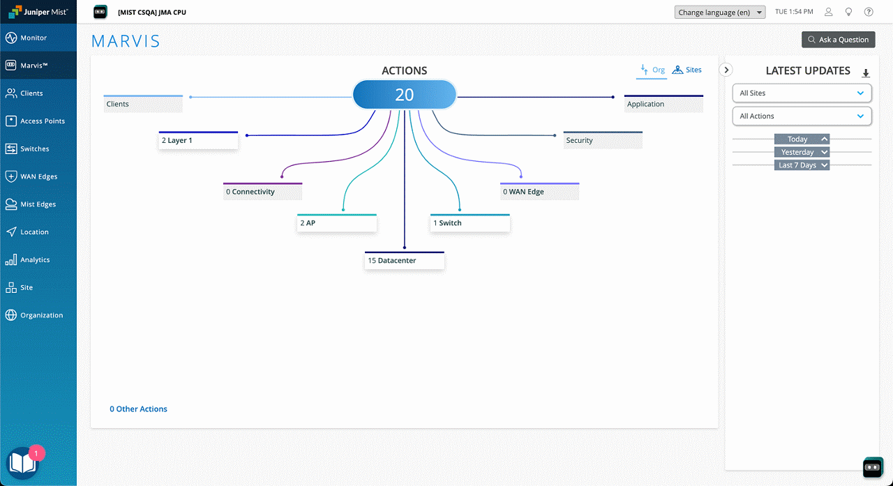 Marvis VNA for Data Center Octopus View