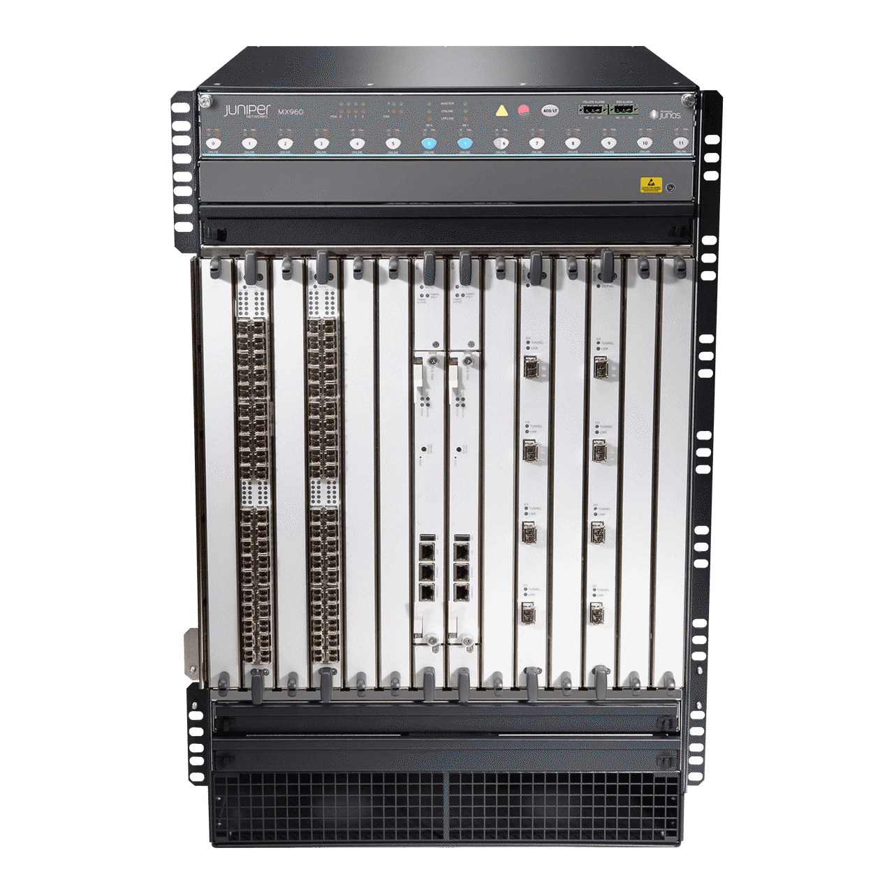 MX 960ルーターの正面および上面ビュー