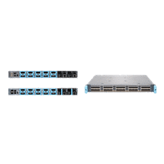 Three QFX series network switches front angle