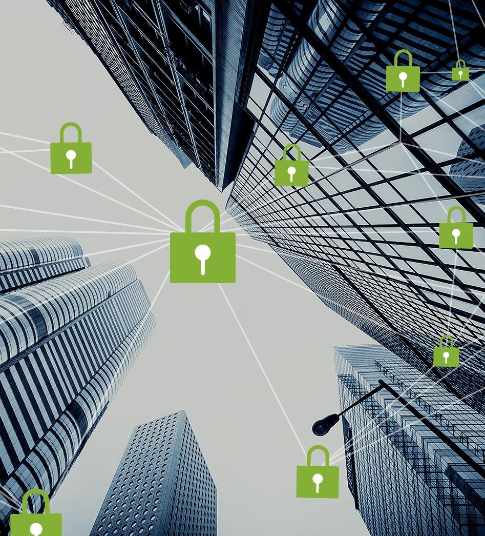 Buildings connected by network of security